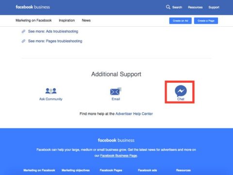 Does Facebook business have live chat?