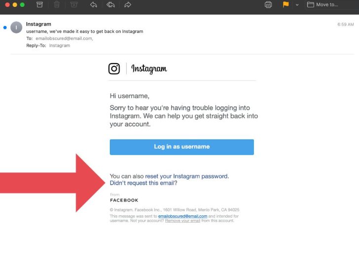 Why did Facebook send me a message to reset Instagram password?