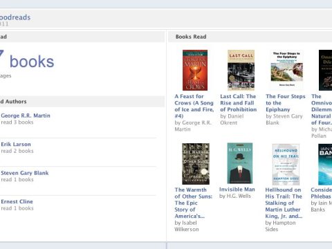 How do I share my Goodreads year in books on Facebook?