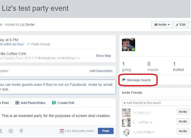 How do you remind guests on Facebook events