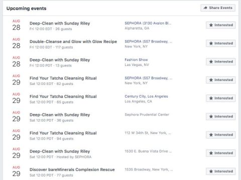 What are event types in Facebook?