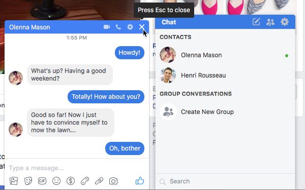 What is the chat option on Facebook