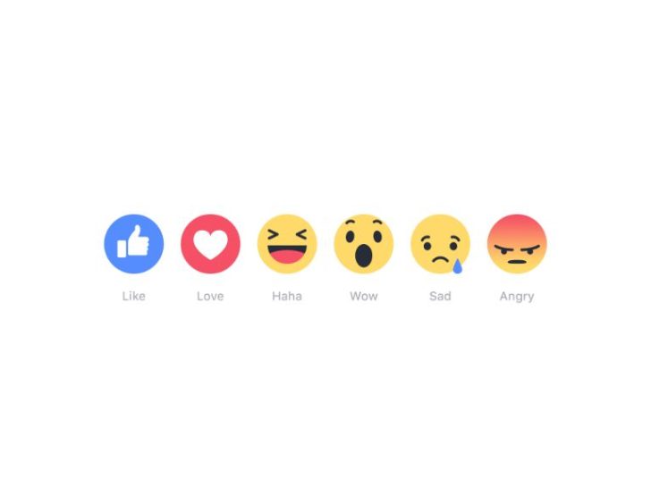 What are the reaction symbols on Facebook?