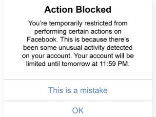 How do I stop spam restrictions on Facebook?