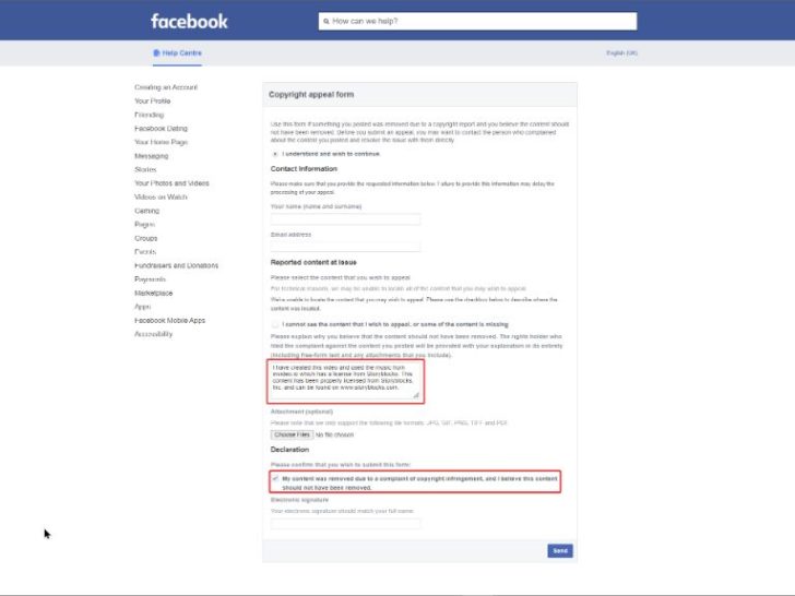 Is there copyright claim in Facebook?