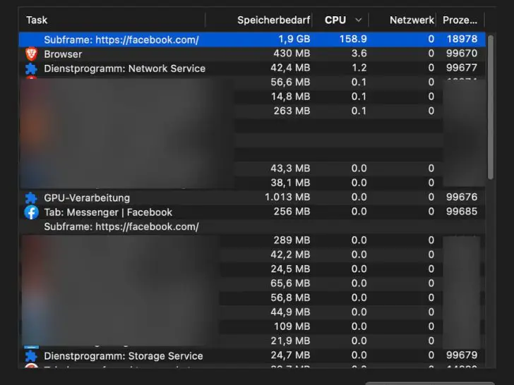 Why is Facebook causing high CPU usage?