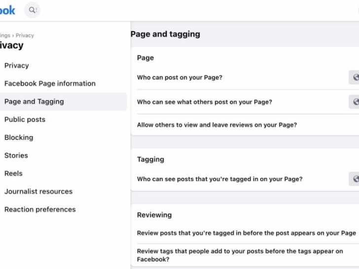 Where are Facebook page settings?