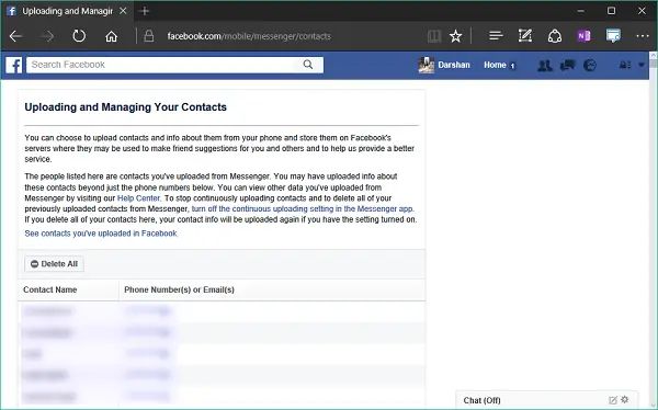 What does upload contacts on Facebook mean