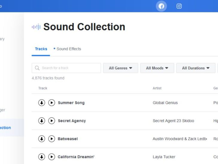 Can I use Facebook Sound Collection for streaming?