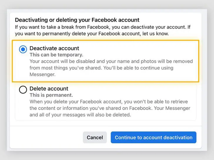 What are the dangers of deactivating Facebook?