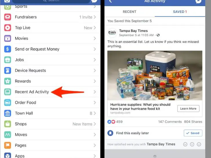 Can you see ads you clicked on Facebook?