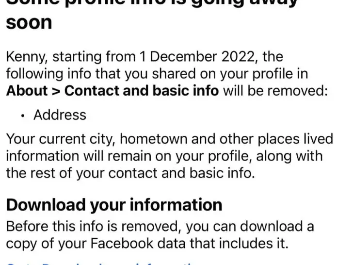 Why is Facebook removing basic information?