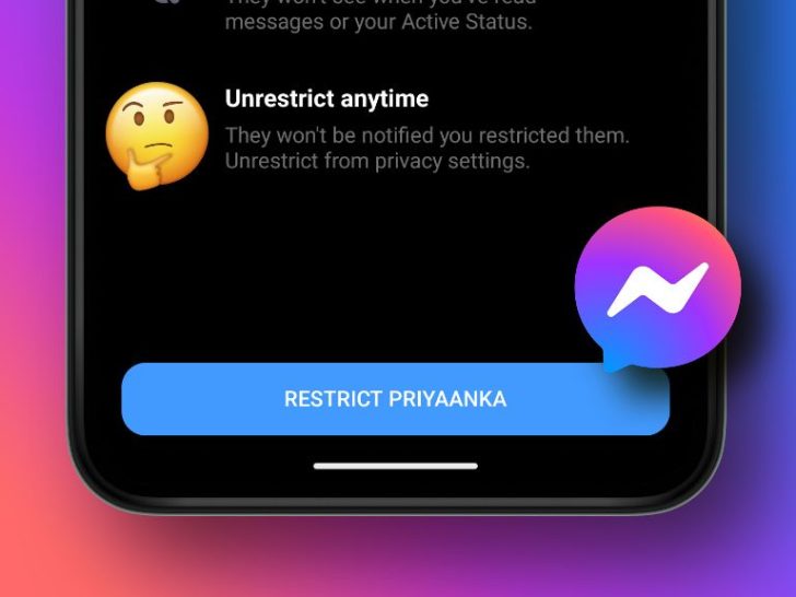 What does restrict mean on Messenger chat?