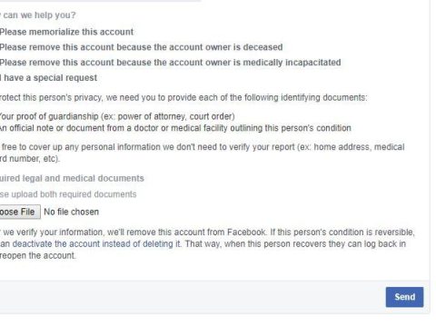 How do I delete someone’s Facebook account that passed away?
