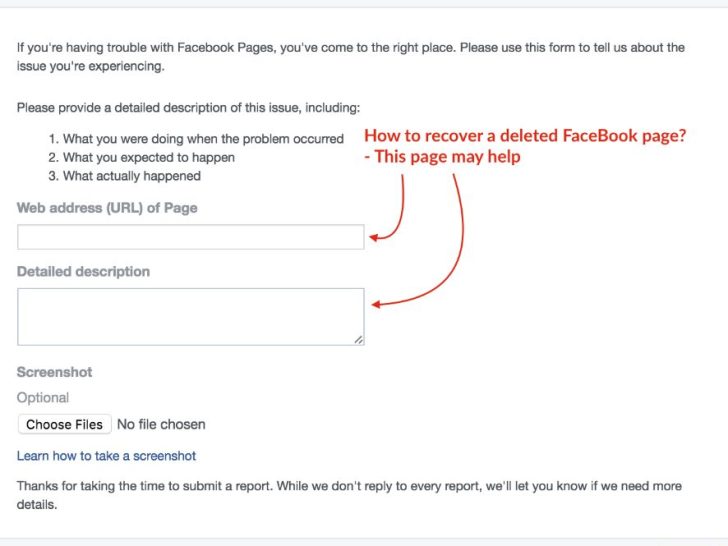 Can you recover a Facebook page that was deleted?