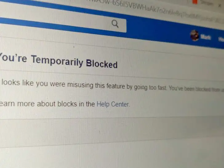 How long is Facebook temporary block for going too fast?