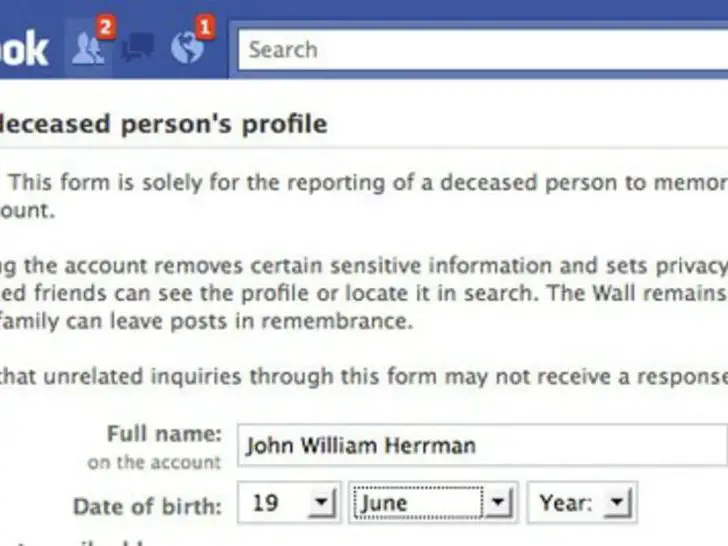 How do I report a deceased person on Facebook?