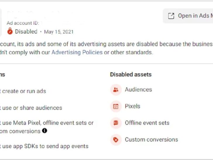 How do I fix my permanently disabled ad account?