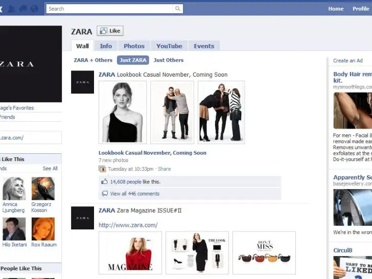 Does Zara have Facebook?