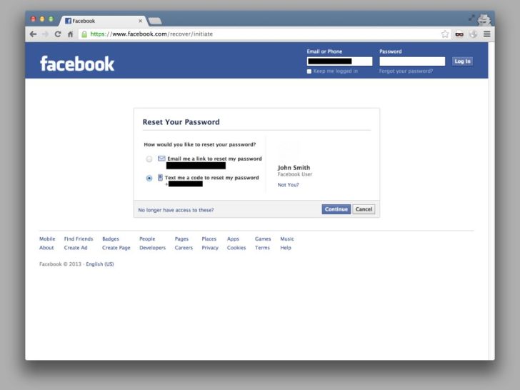 What is an SMS code for Facebook?