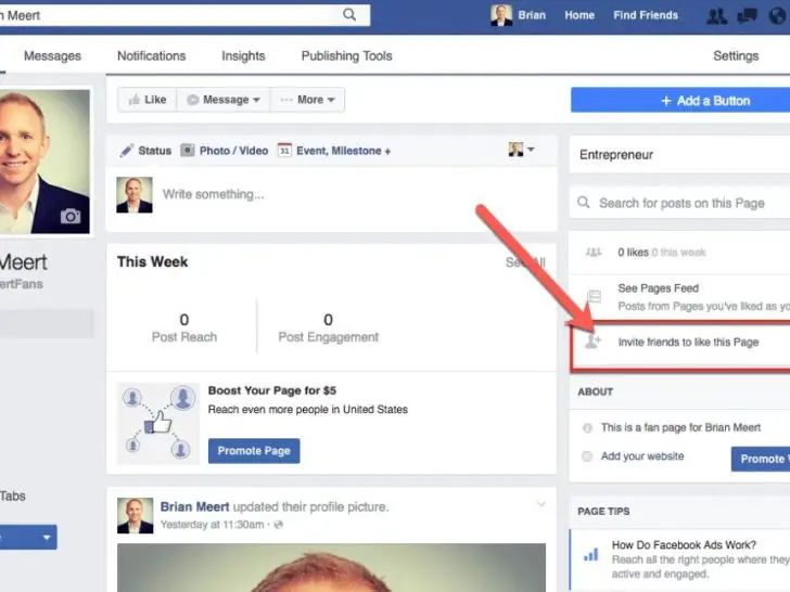 How do you invite followers to Facebook page?