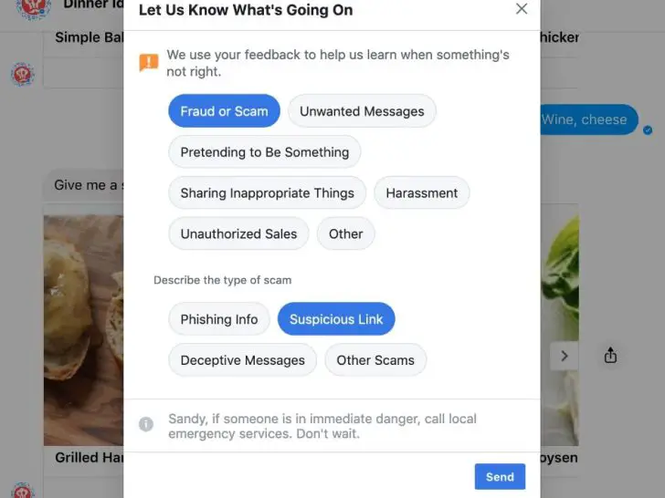 How do I report abusive messages on Facebook Messenger?