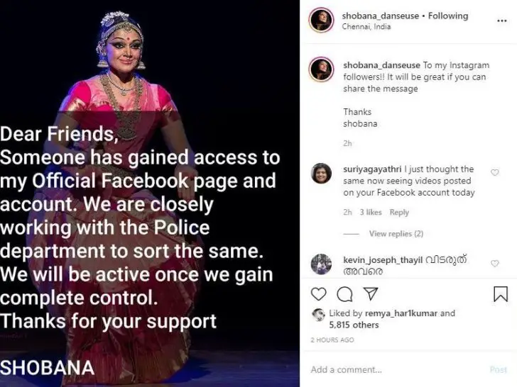 Which actress hacked Facebook?