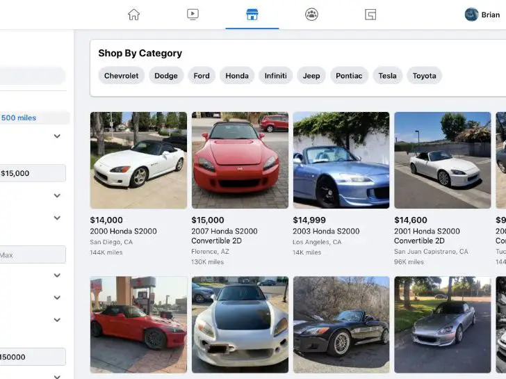 How do I search for a specific area on Facebook Marketplace