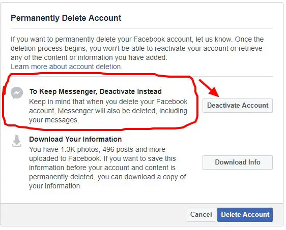 What happens to Messenger when you delete Facebook