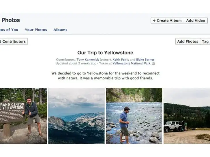 How many contributors can you have on a Facebook album?