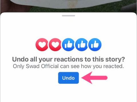 How do I remove a like reaction from my Facebook story?