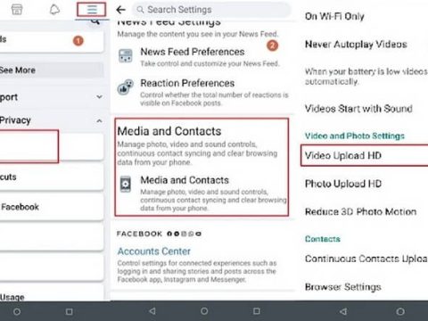 Where is video and photo settings on Facebook?