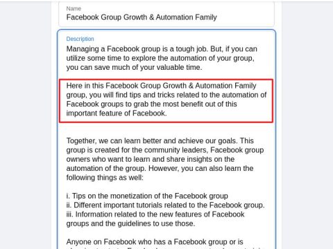 Where is Facebook group description?