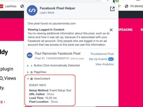 What is view content in pixel Facebook?