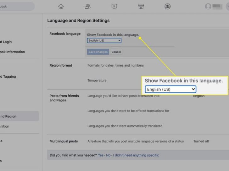 How do I change the language that Facebook posts or comments are translated to