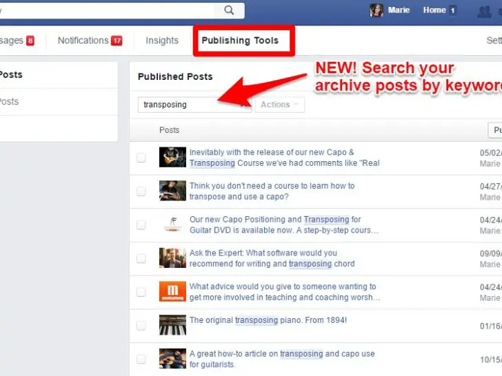 Where do I find Facebook publishing tools?