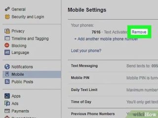 How do I unlink my mobile number from Facebook?