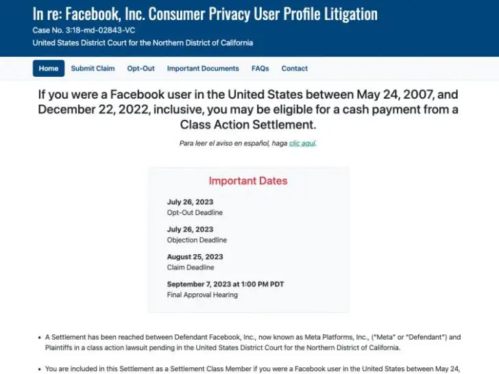 How do I claim consumer privacy user profile litigation on Facebook?