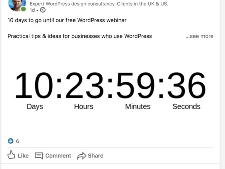 Can you put a countdown clock on a Facebook post