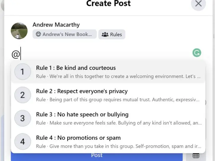 What are some rules for Facebook groups