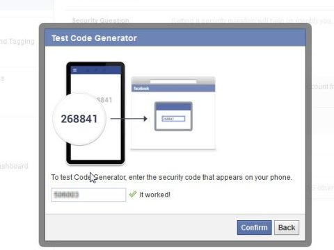 How do I enter a confirmation code on Facebook?