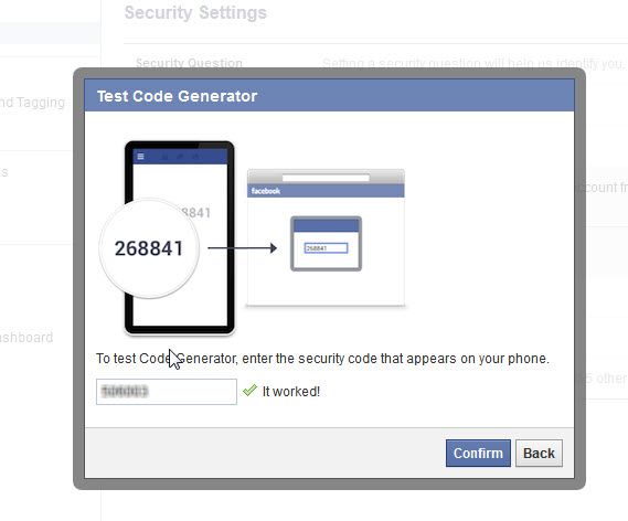 How do I enter a confirmation code on Facebook