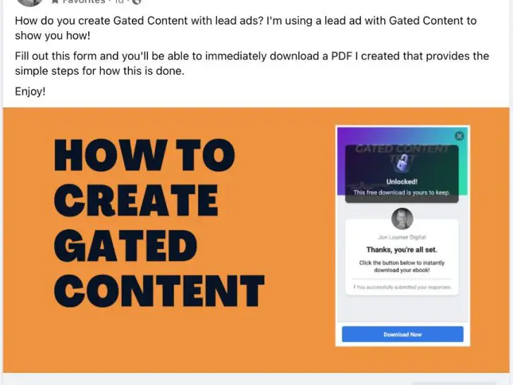 What is gated content on Facebook lead generation?