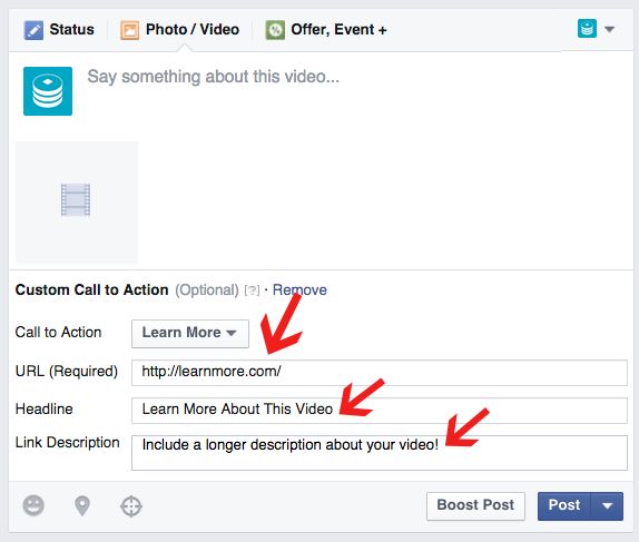 How do you add a call-to-action to a video on Facebook