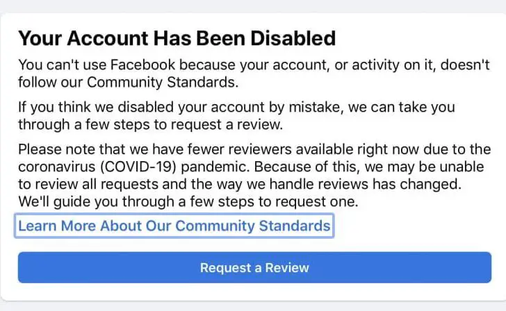 How do I know if I violated Facebook community standards