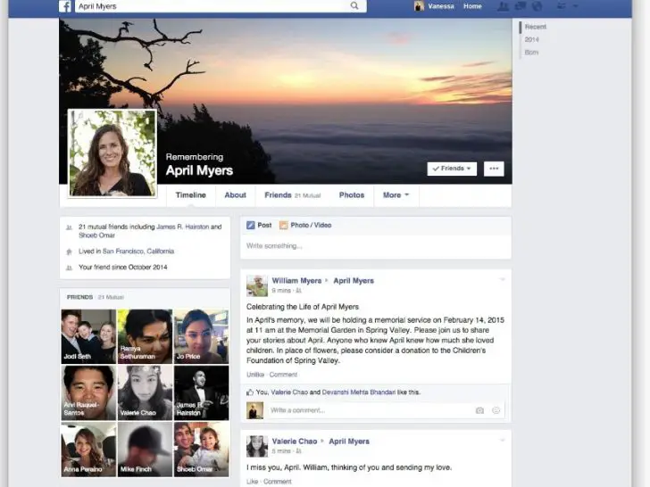 What happens to a Facebook account when someone dies