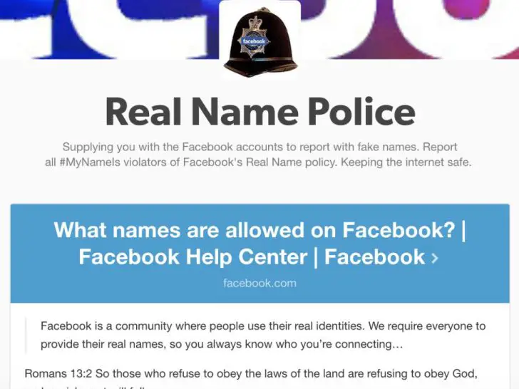 Is it against Facebook rules to use a fake name