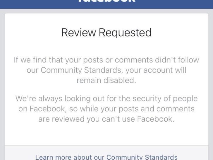 How long does a Facebook community standards review take?