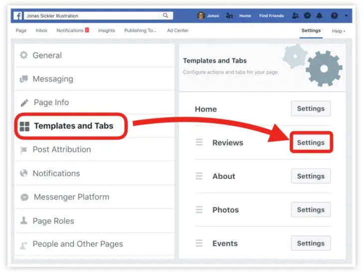 How do I remove the review option on Facebook?