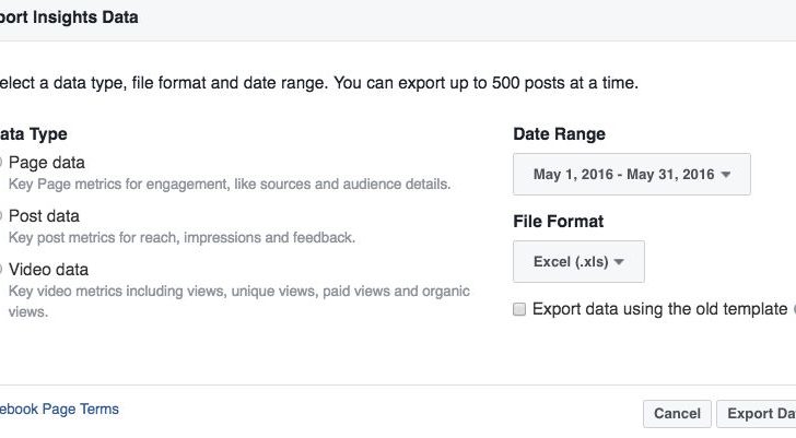 How do I export my Facebook insights report